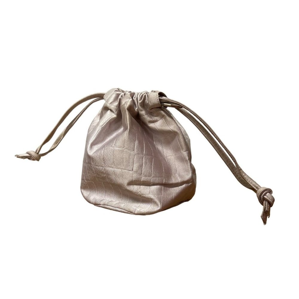 Vintage Emporio Armani Purse Sac Drawstring Handbag Metallic Lilac Mini Bag